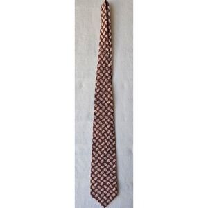 Louis Feraud Mens Burgundy Medallion 100% Italian Silk Tie Made in USA Geometric